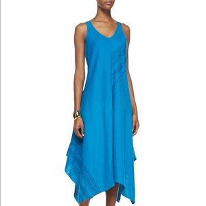 Eileen Fisher Azure Blue Linen Assymetrical Dress
